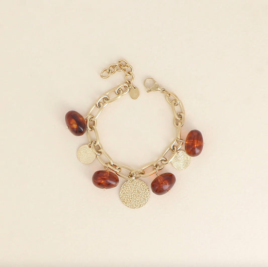 Bracelet perles en résine et pampilles rondes