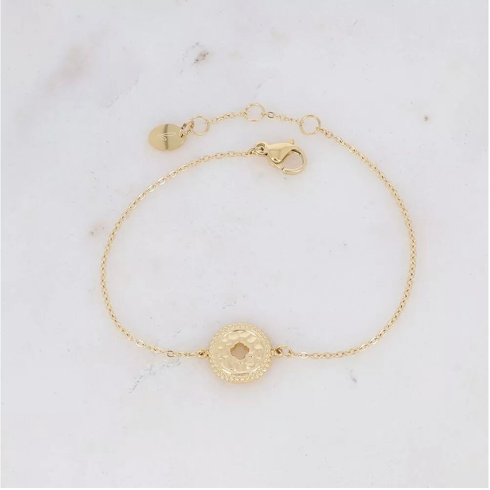 Bracelet trefle ajouré martelé