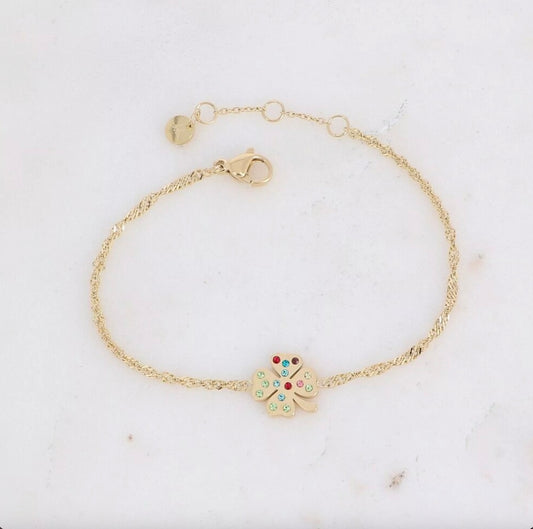 Bracelet trefle pierre multi color