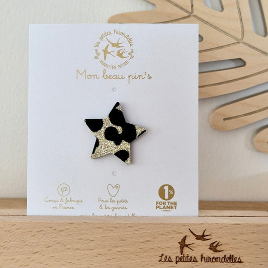 Pins pailletée étoile léopard doré