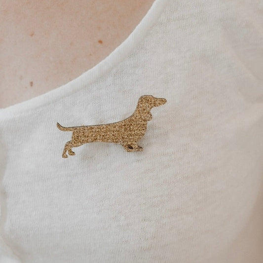 Broche pailletée teckel