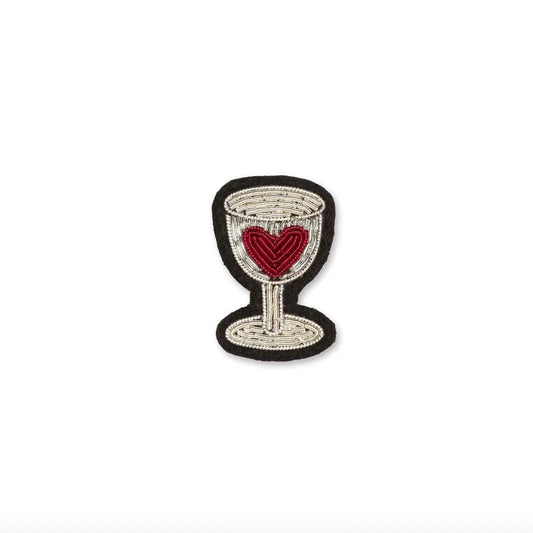 Broche verre coeur rouge