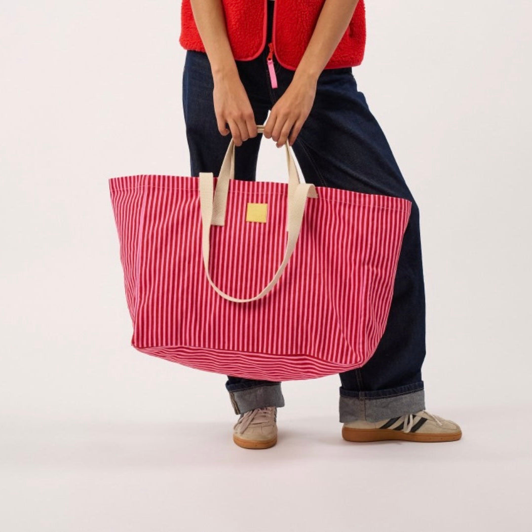 Cabas Rayures rouges et roses