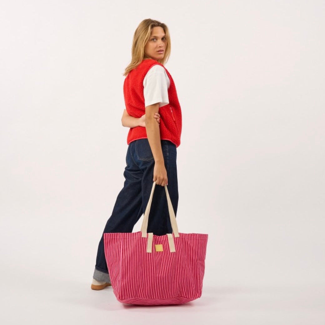 Cabas Rayures rouges et roses