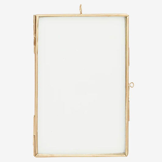 Cadre photo en verre et métal – finition laiton antique