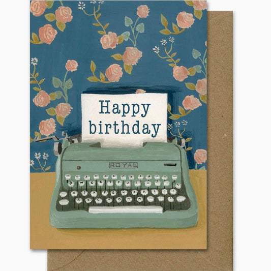 Carte Postale Happy Birthday machine à écrire