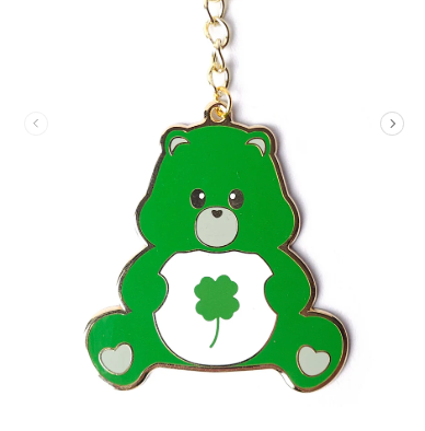 Porte clé Bisounours trèfle à 4 feuilles  vert