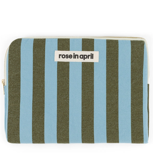 Pochette Ipad rayures Olive bleu