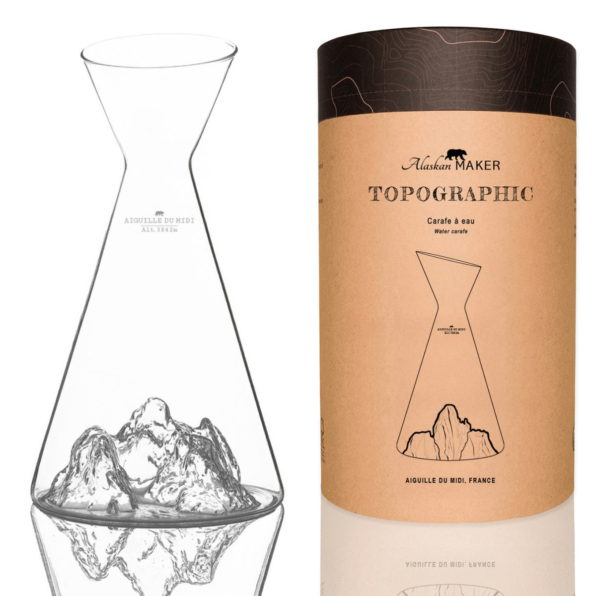 Carafe à eau Topographic: Aiguille du midi Montagnes