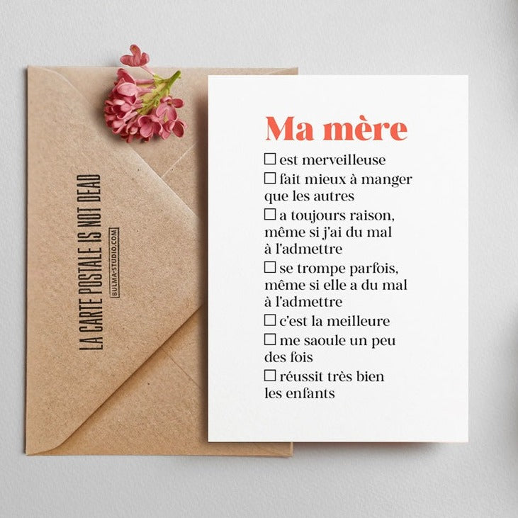 Carte Postale Ma mère à cocher