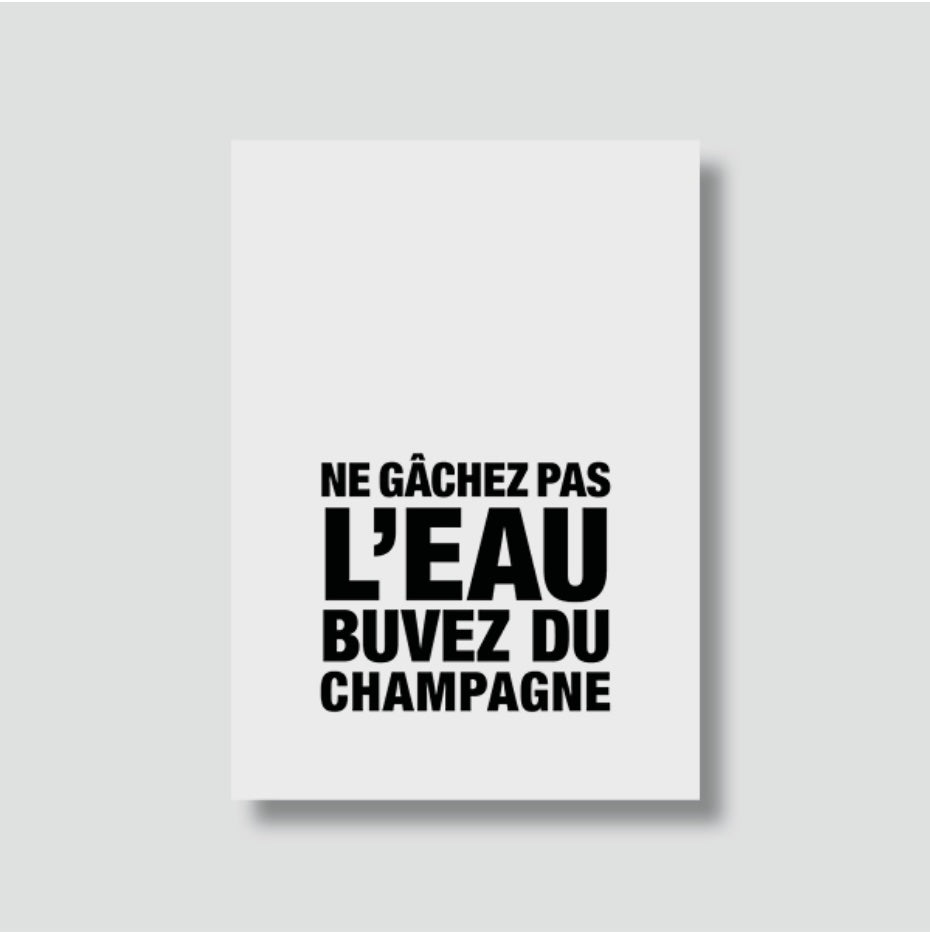 Carte Postale Ne gâchez pas l'eau buvez du champagne