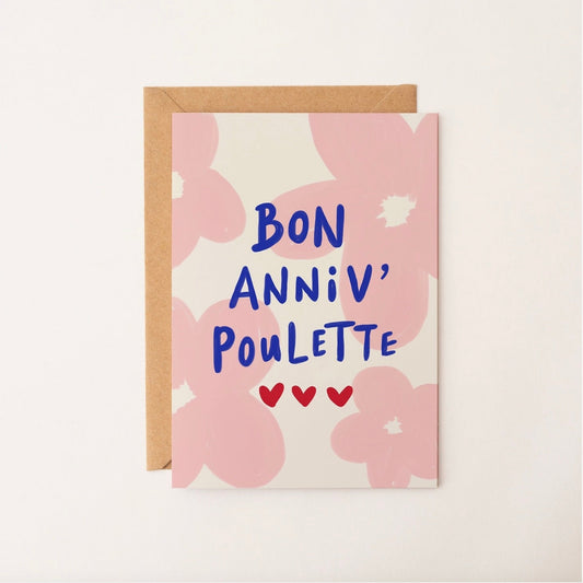 Carte Bon anniv poulette