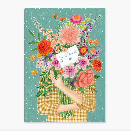 Carte Postale je t'aime fleurs