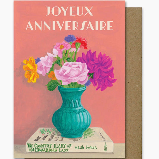 Carte Postale Joyeux anniversaire bouquet fleurs
