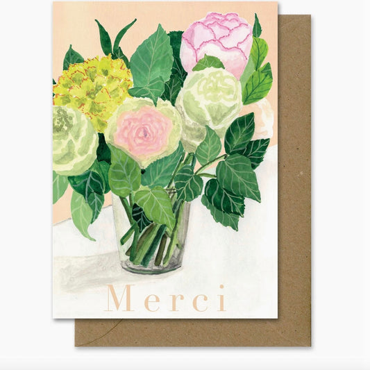 Carte Postale Merci bouquet de fleurs