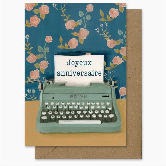 Carte Postale Joyeux anniversaire machine à écrire