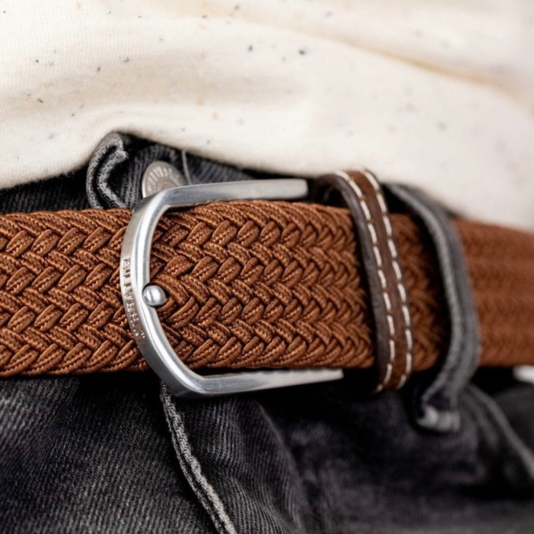 Ceinture tressée élastique Caramel