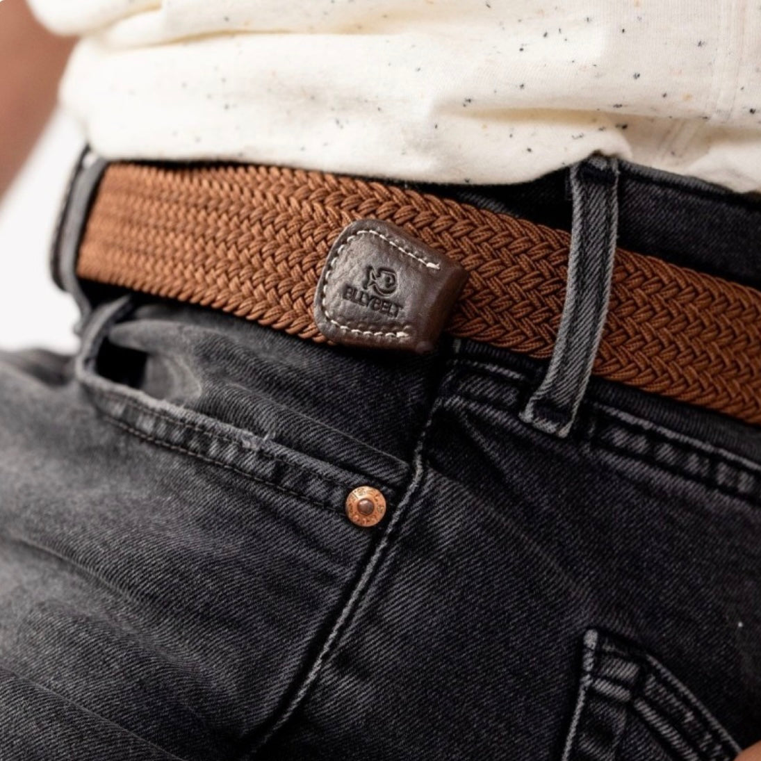 Ceinture tressée élastique Caramel