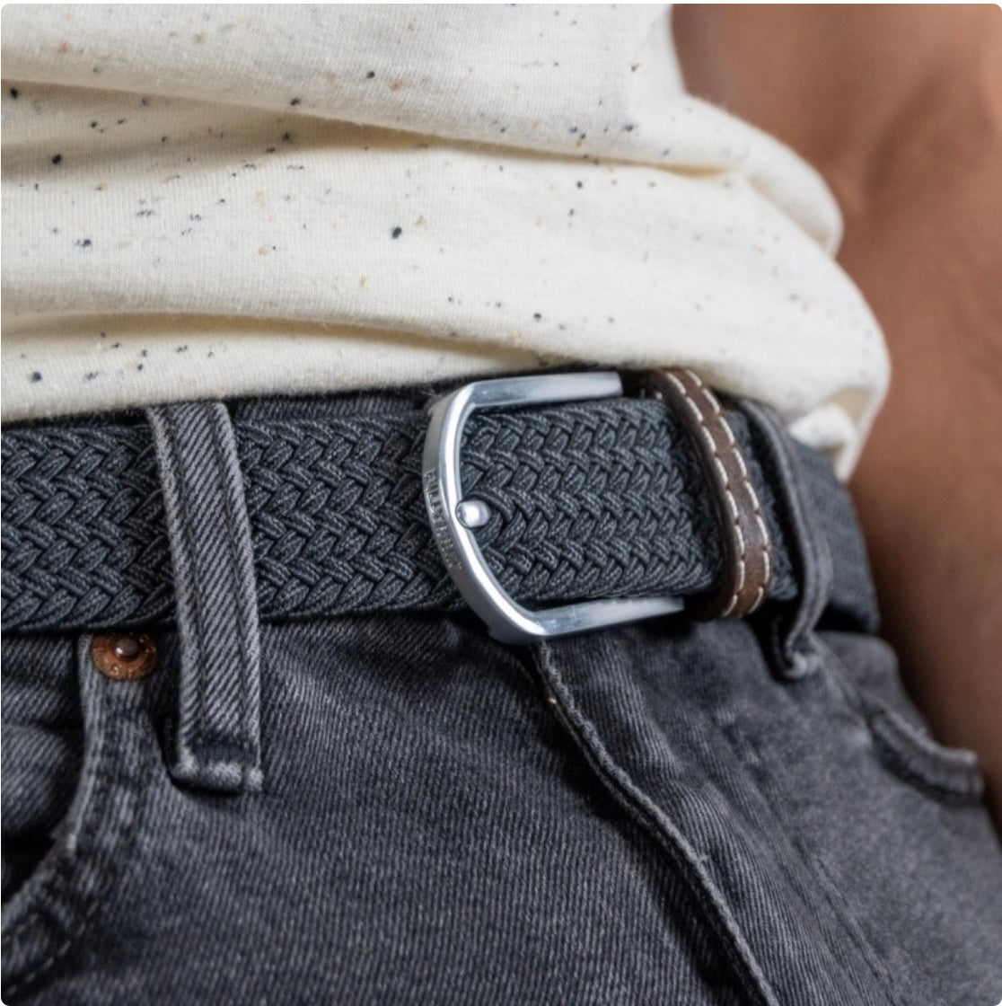 Ceinture tressée élastique Gris flanelle