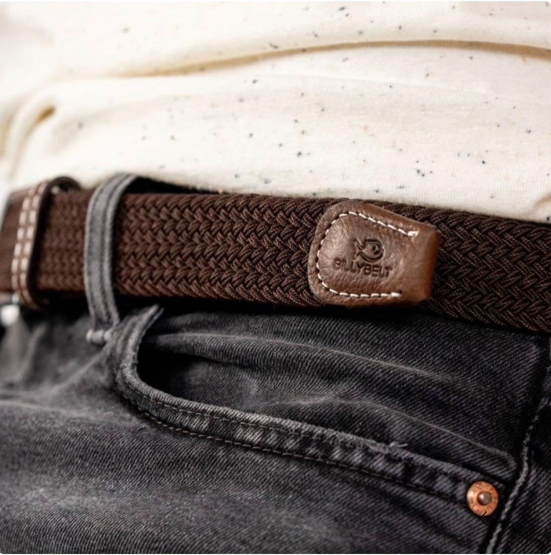 Ceinture tressée élastique Marron feuille