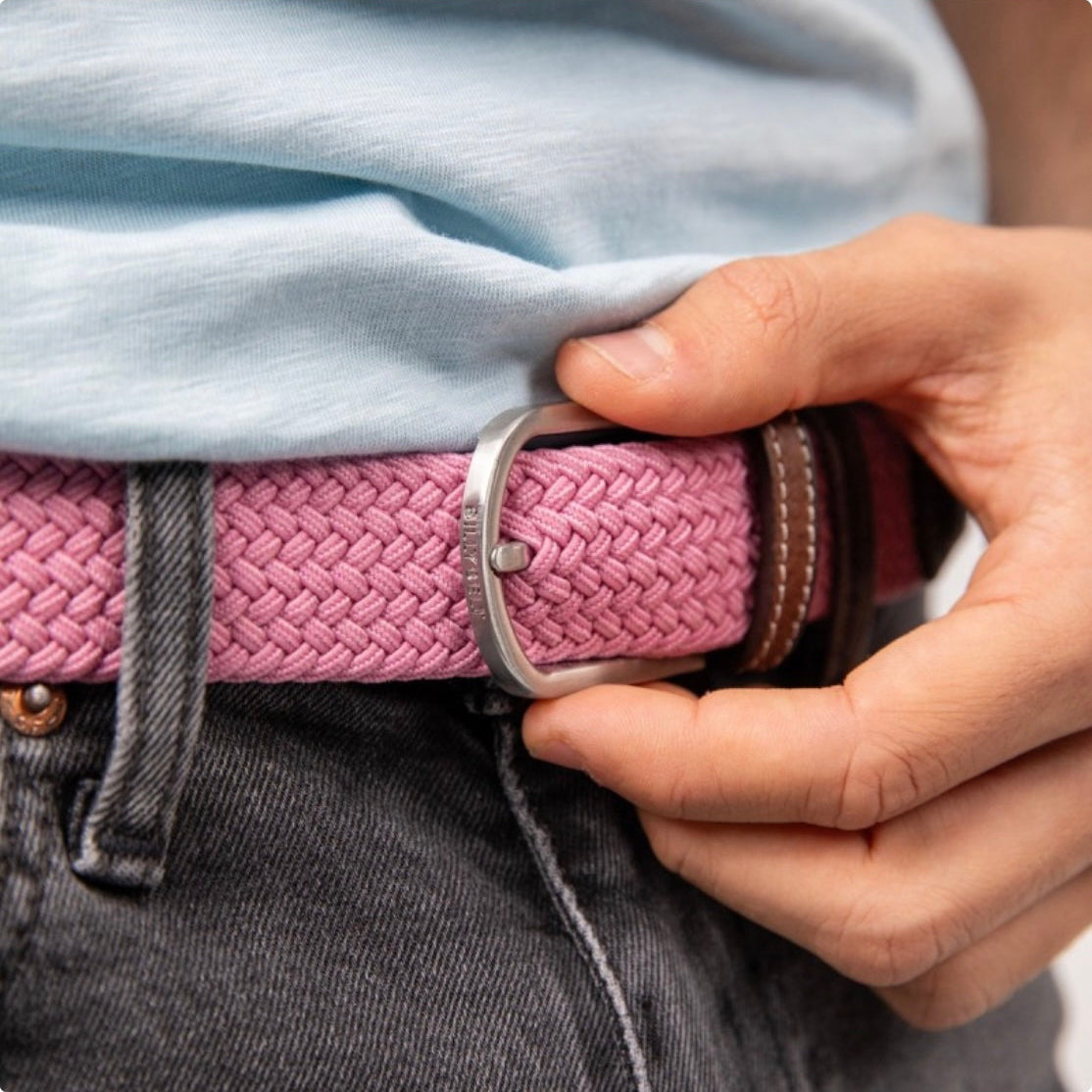 Ceinture tressée élastique Misty rose