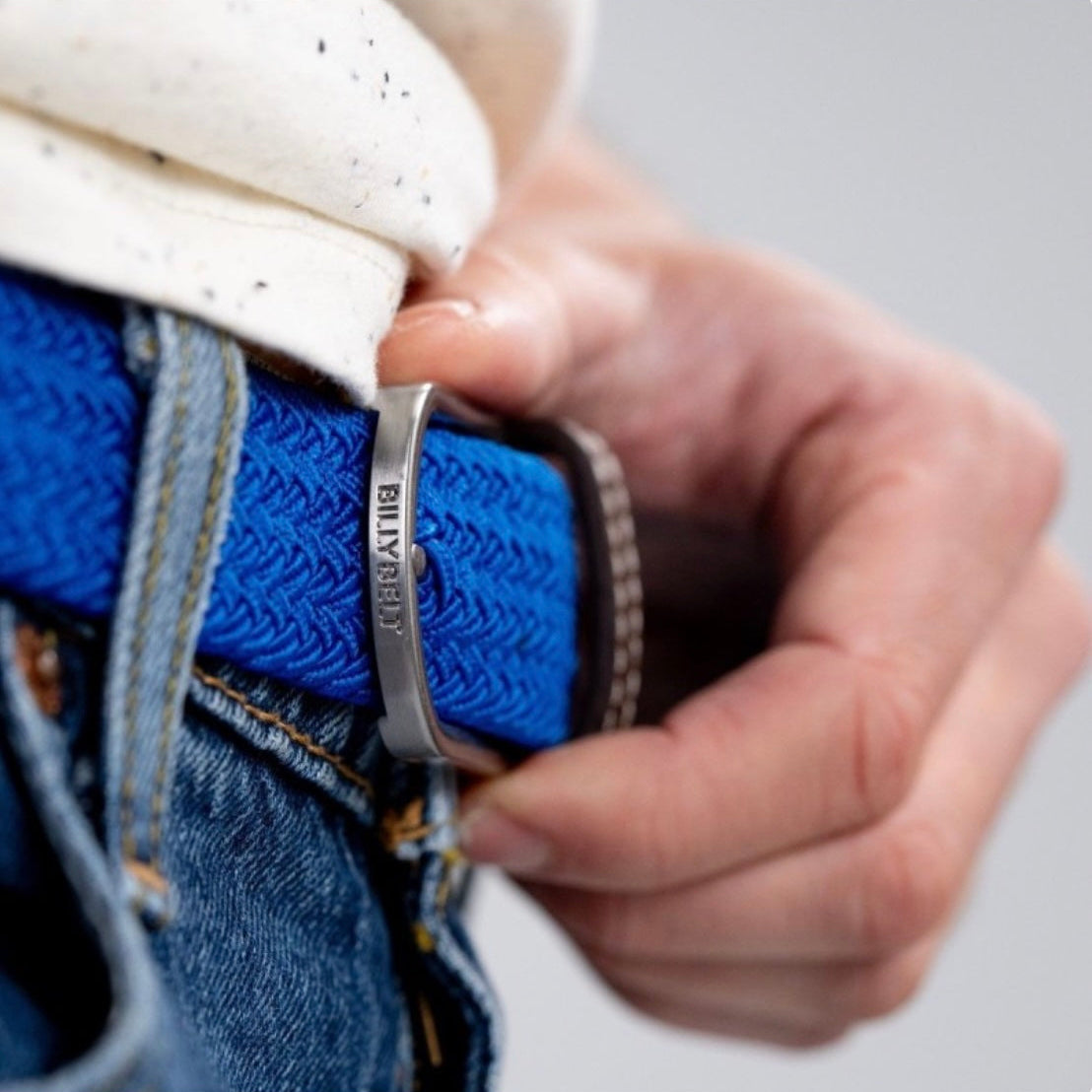 Ceinture tressée élastique Bleu grec