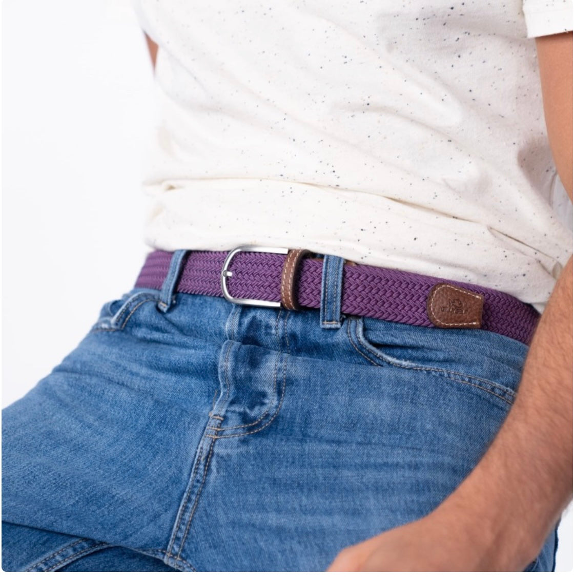 Ceinture tressée élastique Prune