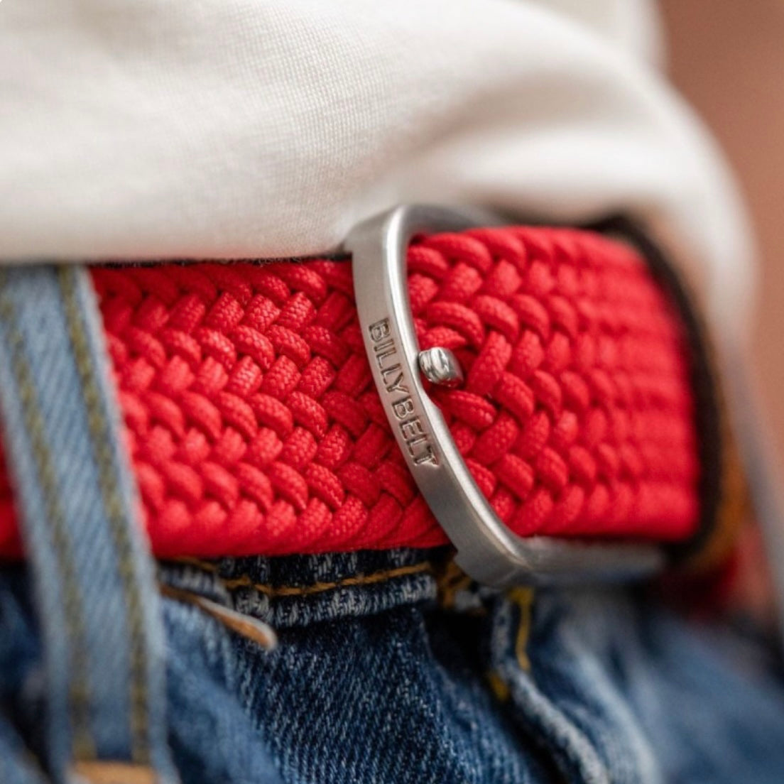 Ceinture tressée élastique Rouge Cardinal