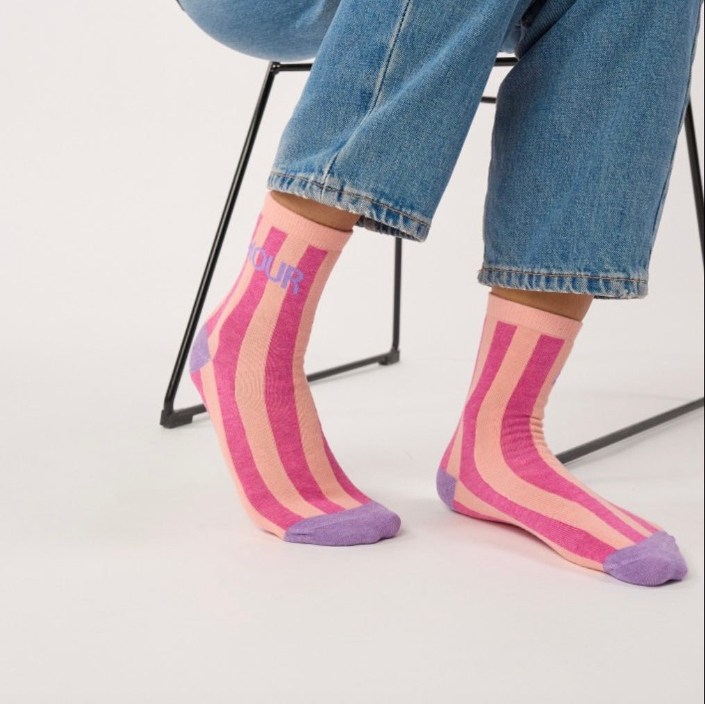Chaussettes Rayures message AMOUR