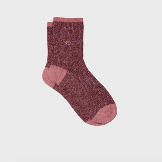 Chaussettes Vintage pailletées bordeaux