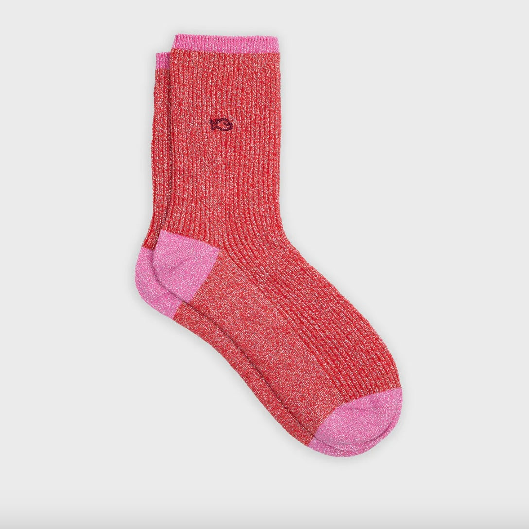 Chaussettes Vintage pailletées rouge