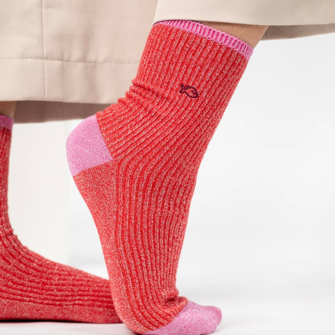 Chaussettes Vintage pailletées rouge