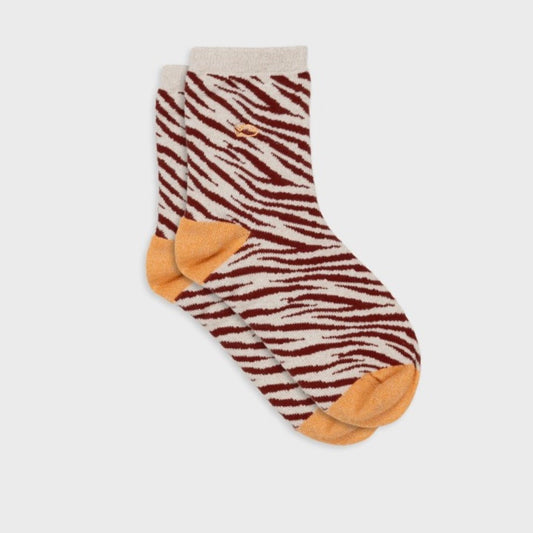 Chaussettes Zèbre Beige / Marron