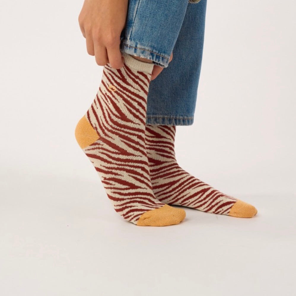 Chaussettes Zèbre Beige / Marron