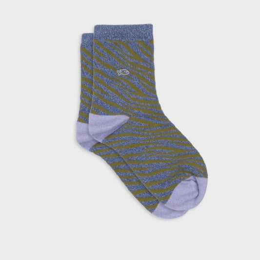 Chaussettes Zèbre bleu / kaki