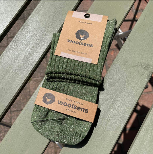 Chaussettes paillettes kaki