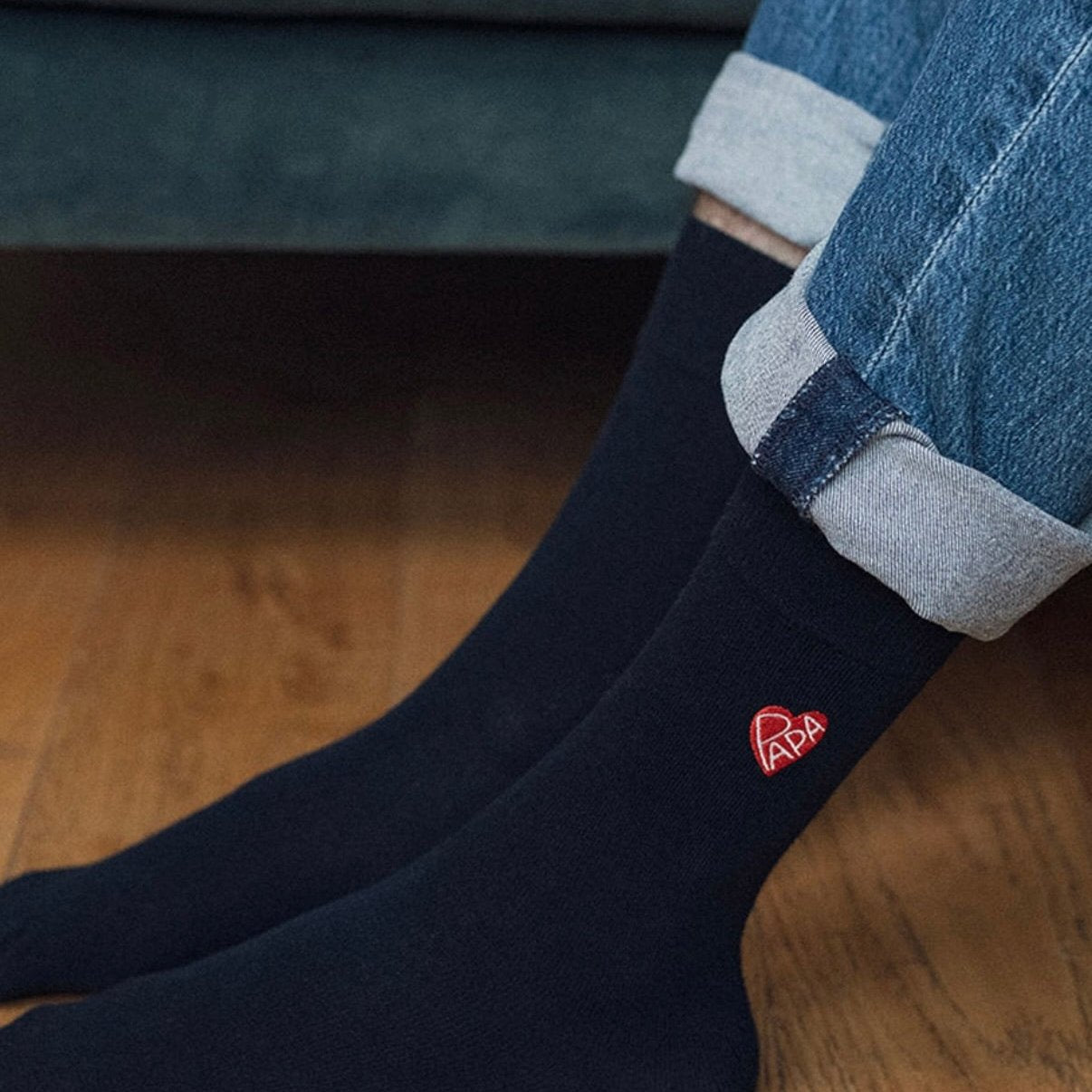 Chaussettes brodées coeur Papa