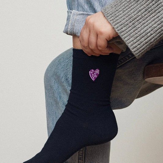 Chaussettes brodées coeur Maman