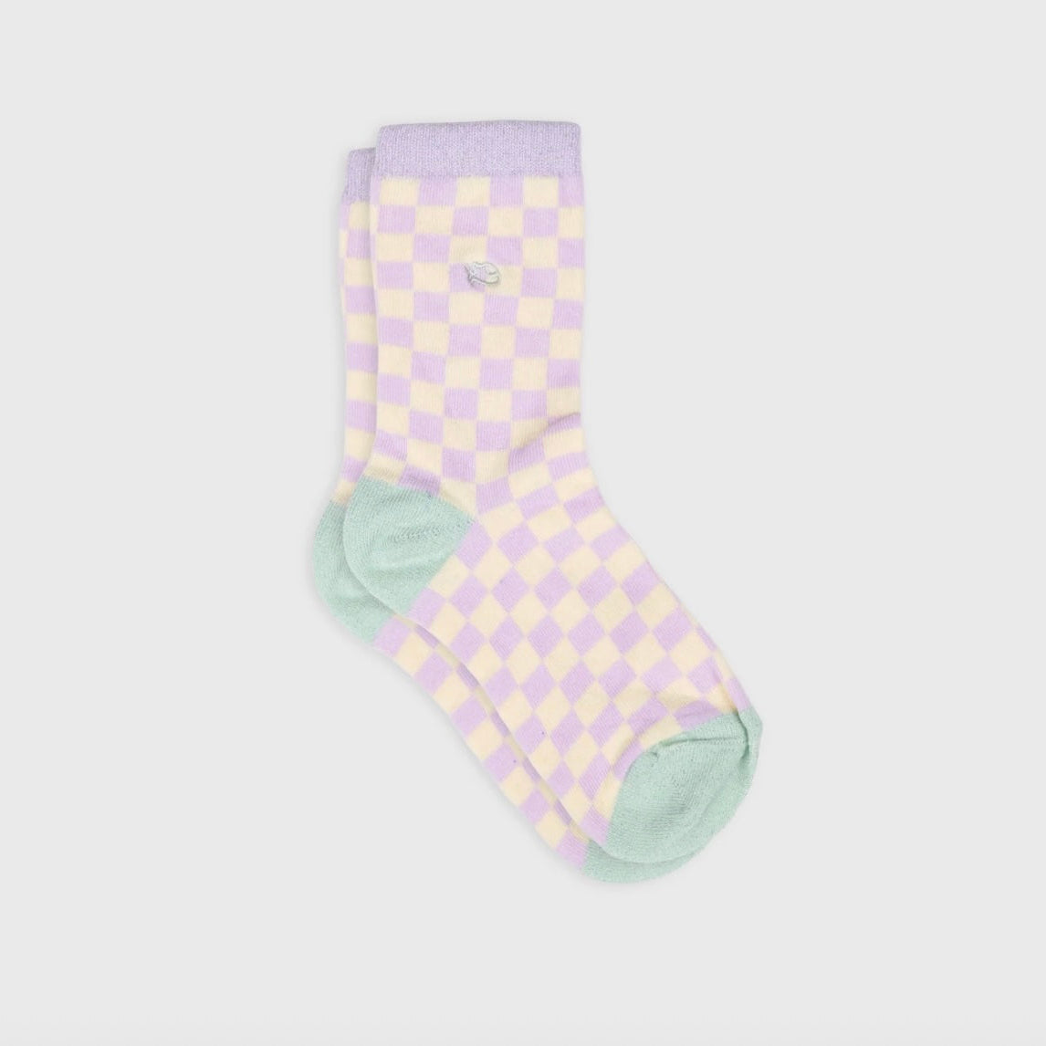 Chaussettes à carreaux violet et jaune