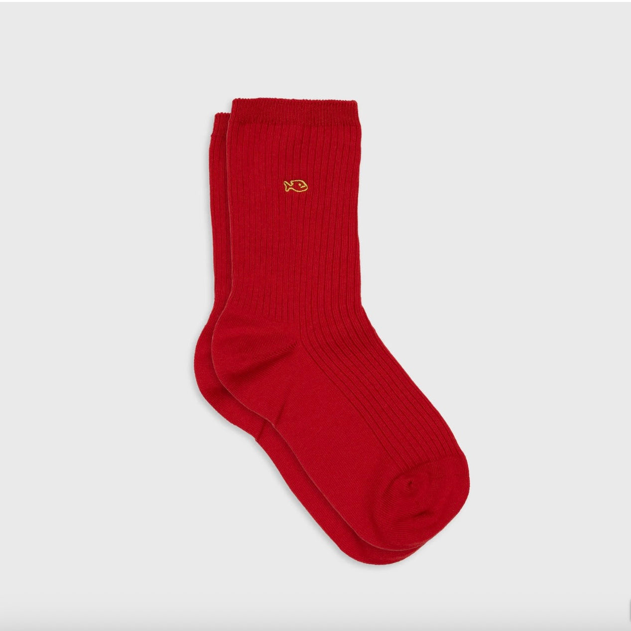 Chaussettes côtelées unies rouge