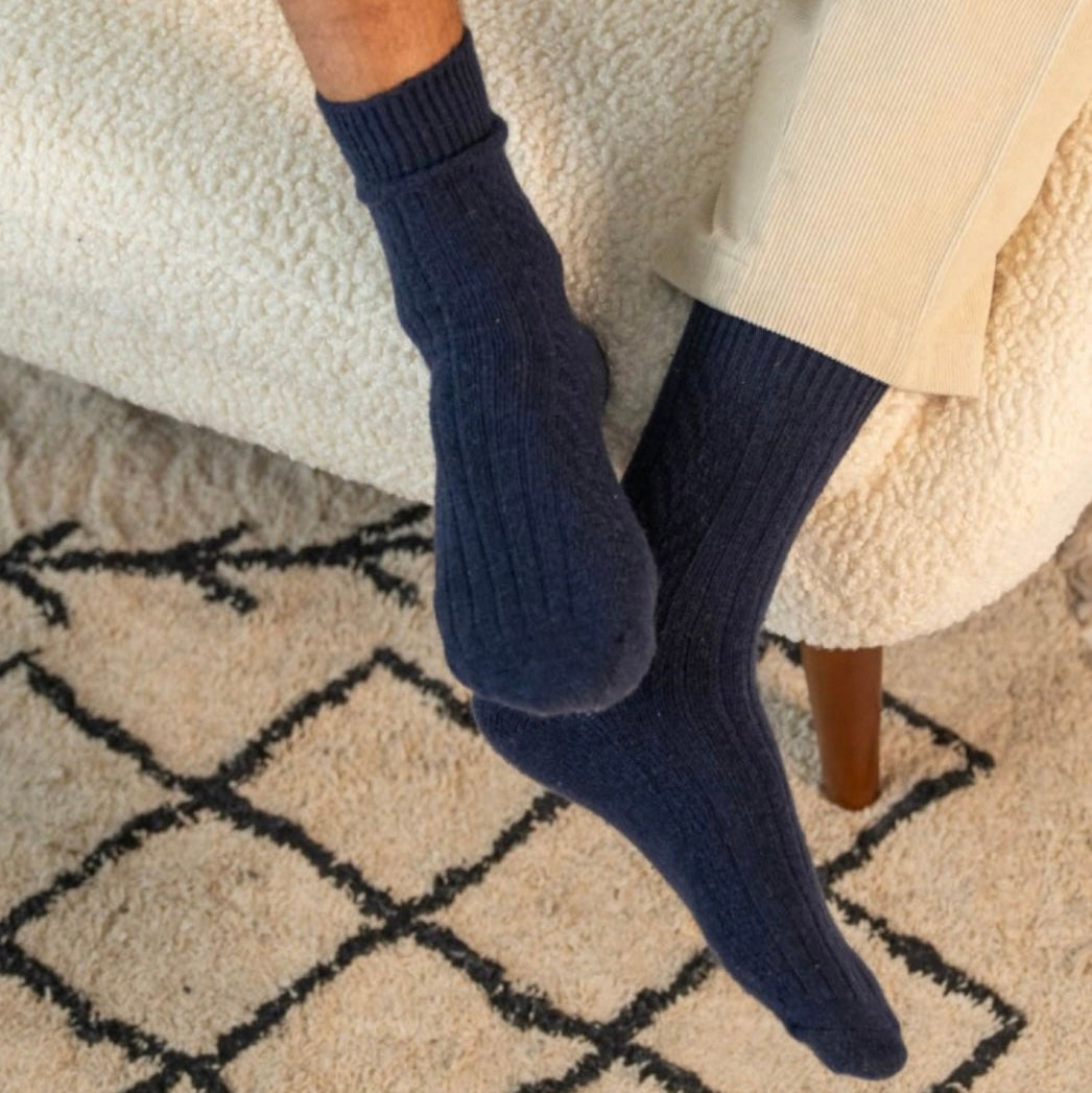 Chaussettes chaude laine Marine
