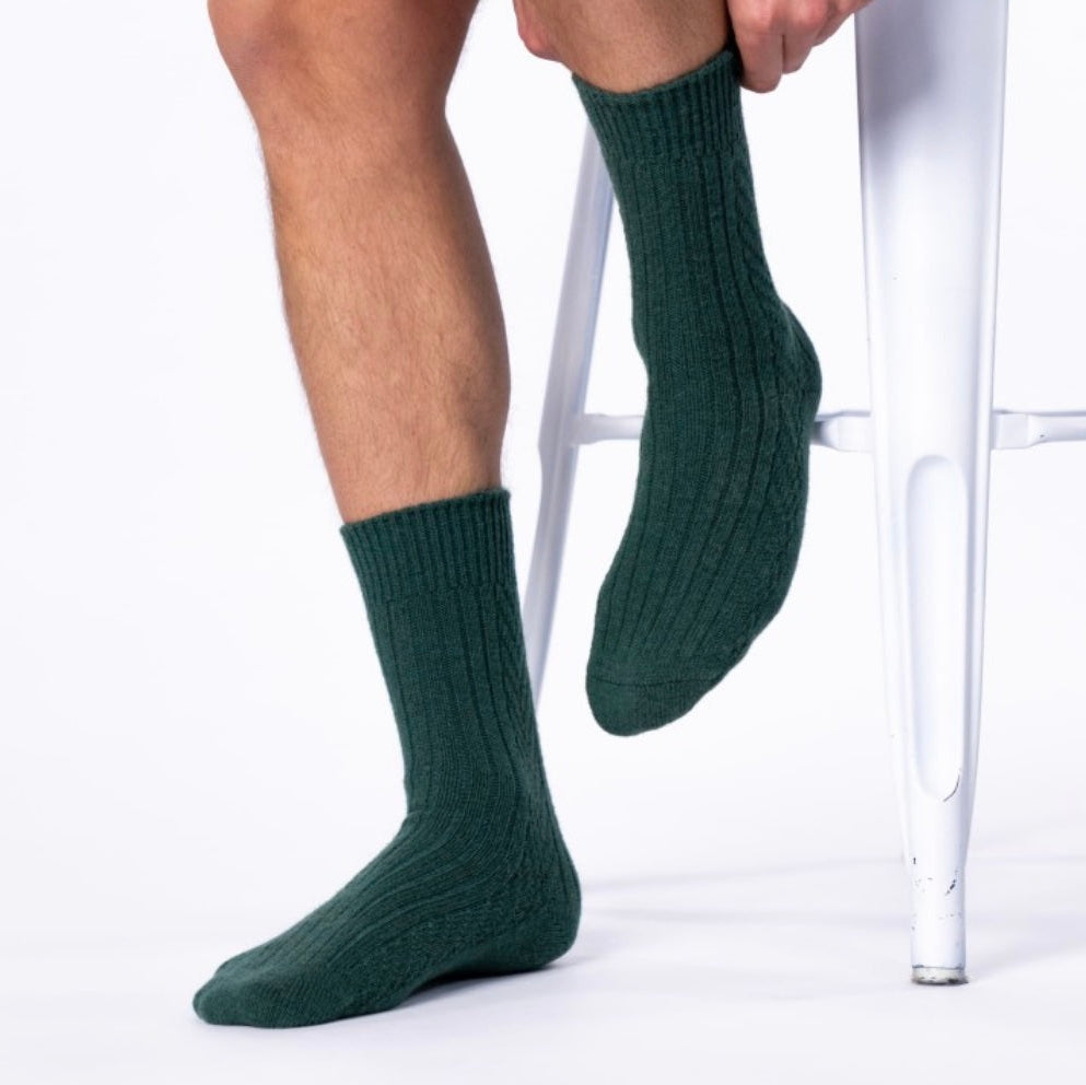 Chaussettes chaude laine vertes