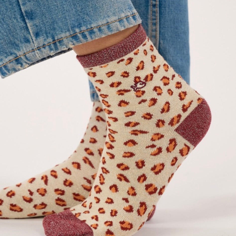 Chaussettes léopard Beige / Orange