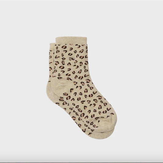 Chaussettes léopard beige Pailletées