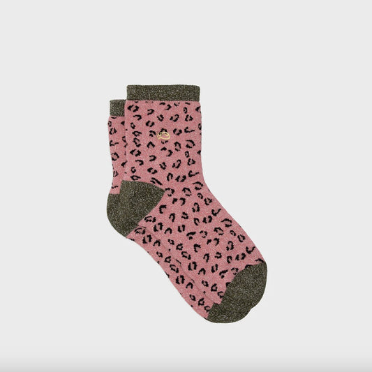 Chaussettes léopard rose Pailletées