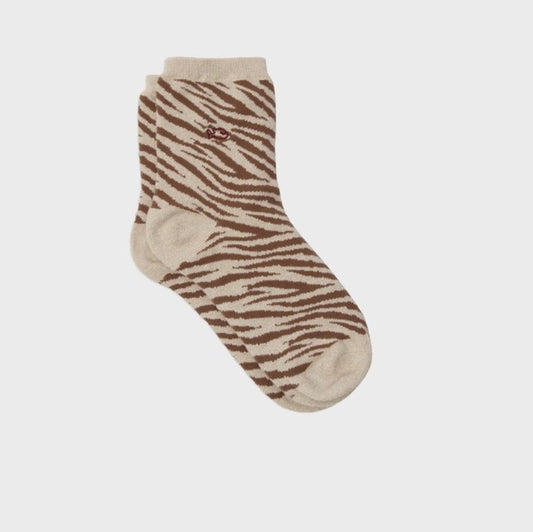 Chaussettes zèbre pailletées beige