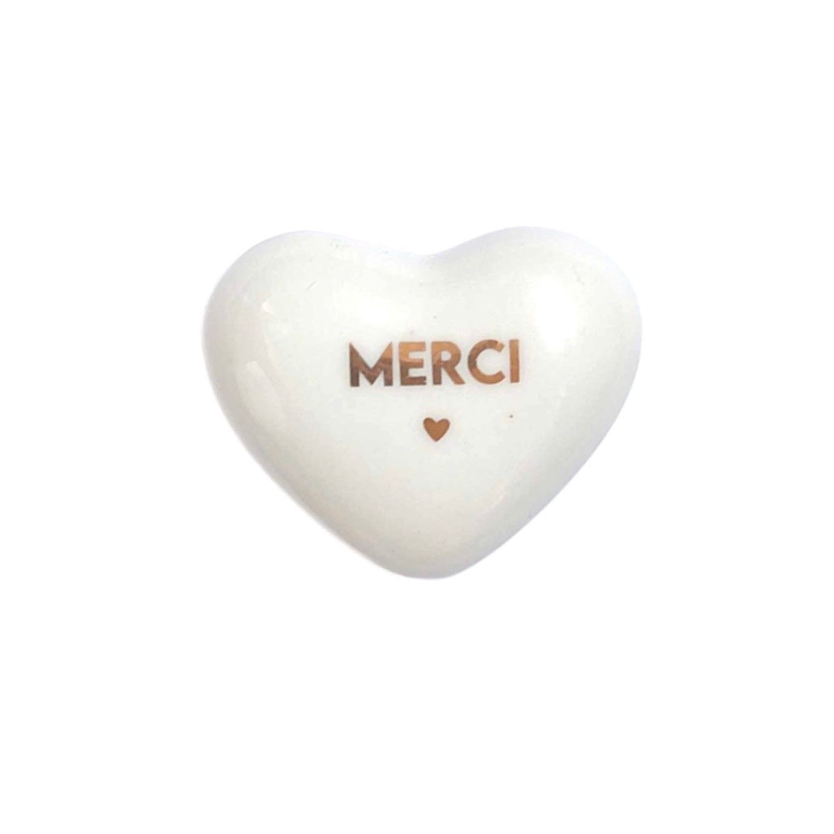Coeur porcelaine Merci doré