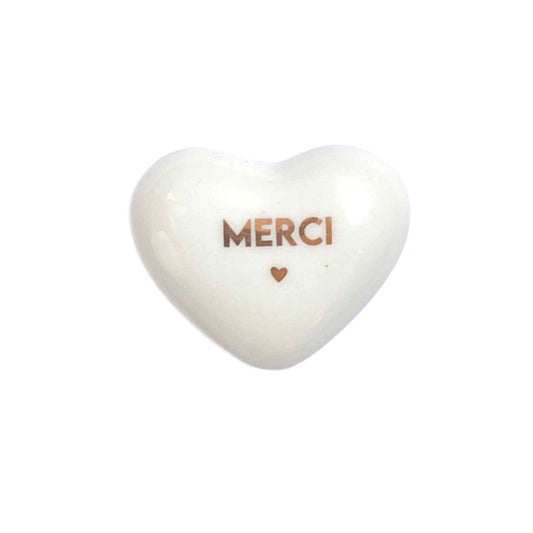 Coeur porcelaine Merci doré