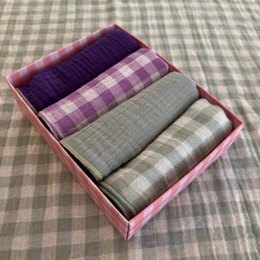 Coffret 4 Serviettes de Table – Double Gaze de Coton Vichy