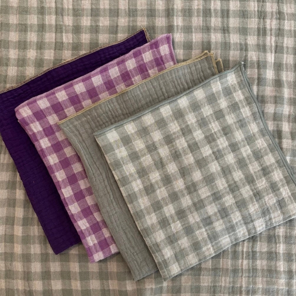 Coffret 4 Serviettes de Table – Double Gaze de Coton Vichy